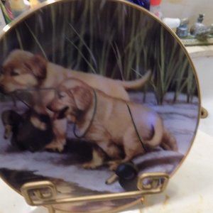 Walkin’ The Dog-Franklin Mint Fine Porcelain Decorative Plate by Robert Christie